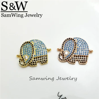 

10 Piece Wholesale top quality cute big elephant charm connctor cz elephant charms jewelry
