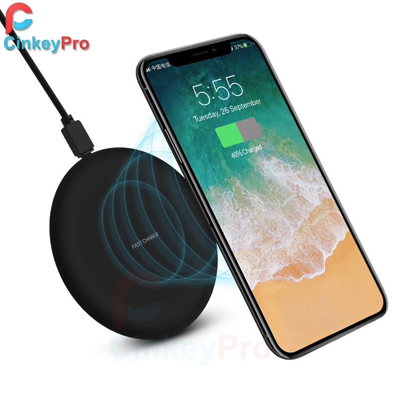 Беспроводное зарядное устройство CinkeyPro для iPhone 8 10 X Samsung S7 S8 5V/1A адаптер зарядка