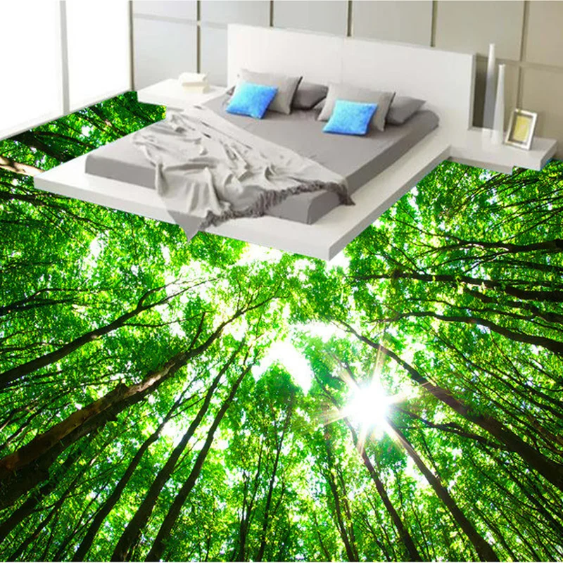

Custom Flooring Photo Wallpaper 3D Nature Landscape Forest Wall Mural Bedroom Living Room PVC Self-adhesive Floor Wallpaper