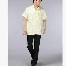 1 шт./партия,, китайский стиль, Мужской Повседневный Топ santin, мужской летний китайский женский халат, топ с короткими рукавами и принтом, топ с воротником