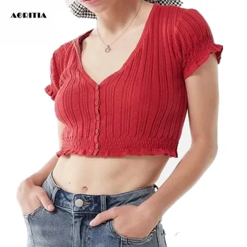 

2019 Sexy Top Women Knitted Crop T-shirt Summer Beach Shirt Camisole Brandy Crochet Top Cropped