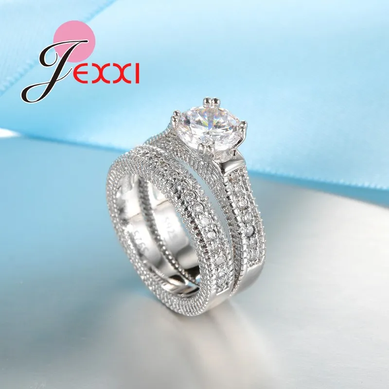 Акции Geniune кольца из стерлингового серебра 925 для женщин свадебный вспомогательный аксессуар со светящимся кубическим цирконием ювелирные изделия