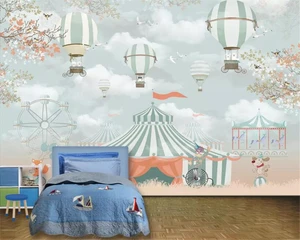 Beibehang Custom Cartoon 3d Wallpaper Mural Hot Air Balloon Playground Circus Animal Children Room Wall Wallpaper For Kids Room