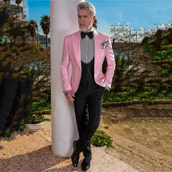 Последние конструкции пальто брюки розовые мужские свадебные костюмы смокинги для жениха 3 шт. Лучший мужской костюм, смокинг Slim Fit Terno Masculino