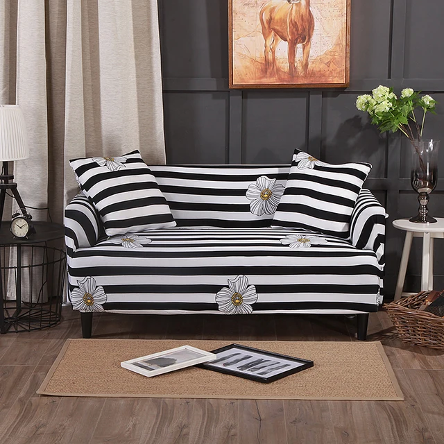 Black And White Stripes Couch Corner Sofa Slipcovers For Living Room Black And White Stripes Couch Corner Sofa Slipcovers For Living Room Universal Stretch Sectional