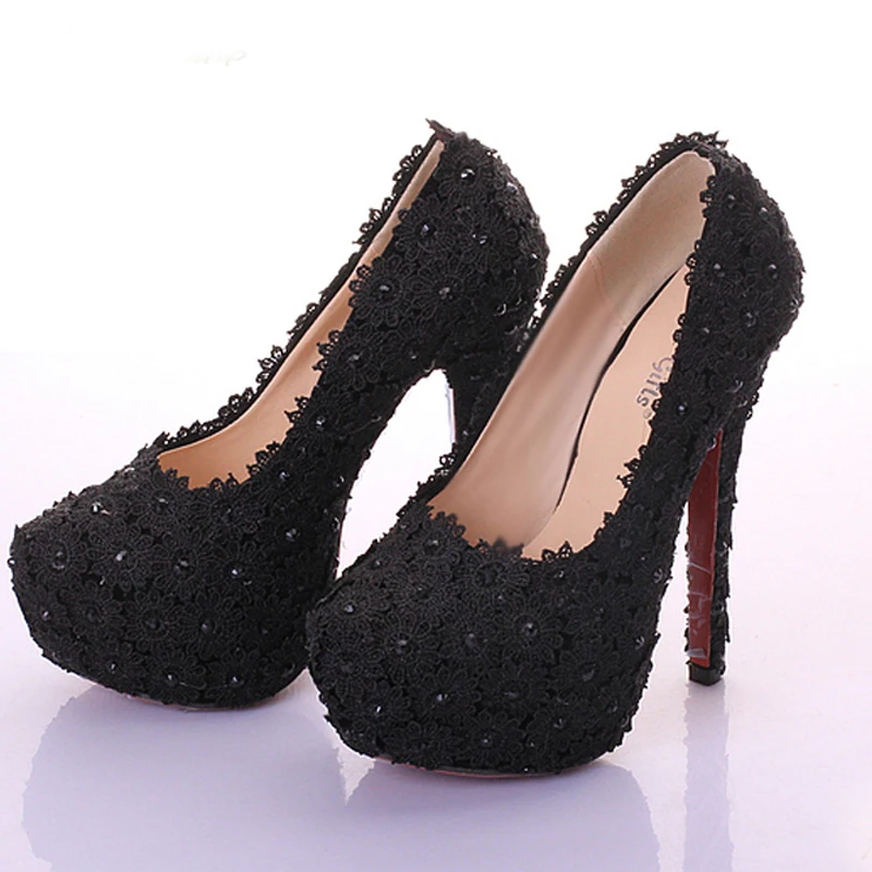 Black Lace Flower Girl Birthday Party Shoes Lady Farewell Ceremony High Heels Pink Red Color 14cm Rhinestone Heel Wedding Shoes Women S Pumps Aliexpress
