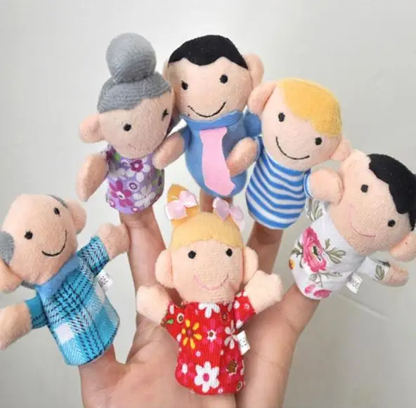 

12pcs/lot Lovely plush finger puppets,a family six persons ,cute fashion doll toys,accessories for tell story play game,kids toy