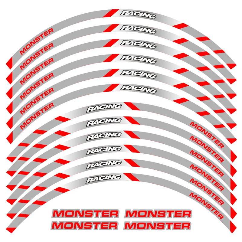 Новая высококачественная наклейка для колес мотоцикла 12 шт. светоотражающий обод в полоску для DUCATI MONSTER 695 696 796 1100 1100S - Цвет: 1