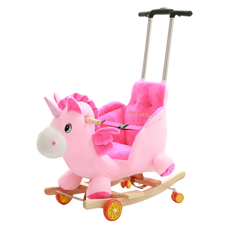 

Children Rocking Horse Swing Chair Ride on Animal Toys Baby Rocking Chair with Music Baby Bouncer Wooden Swing Stroller 5M~4Y