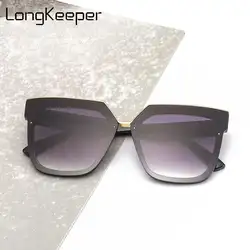 LongKeeper неправильной кошачий глаз солнцезащитные очки Для женщин Брендовая Дизайнерская обувь Винтаж большие солнцезащитные очки женские