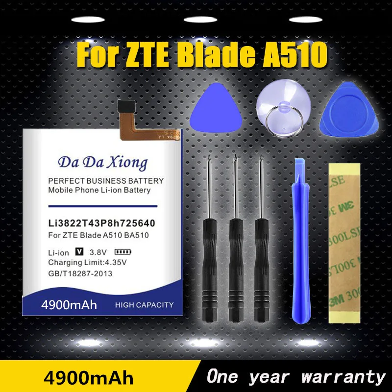 

High quality 4900mAh Li3822T43P8h725640 Battery for ZTE Blade A510 BA510 Phone Battery