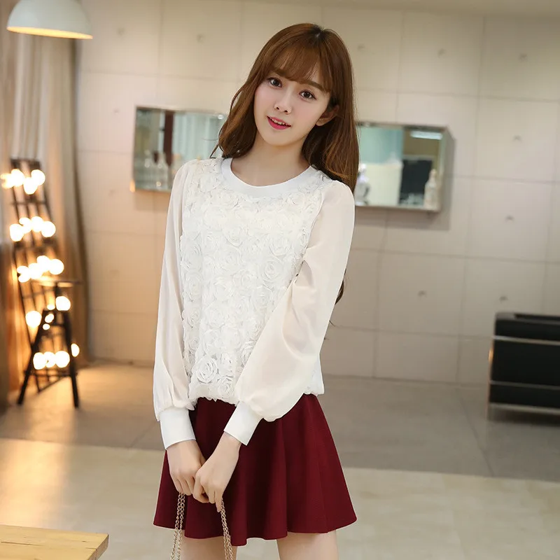 Blusa font b Women b font Long Sleeved Bottoming Chiffon font b shirts b font casual