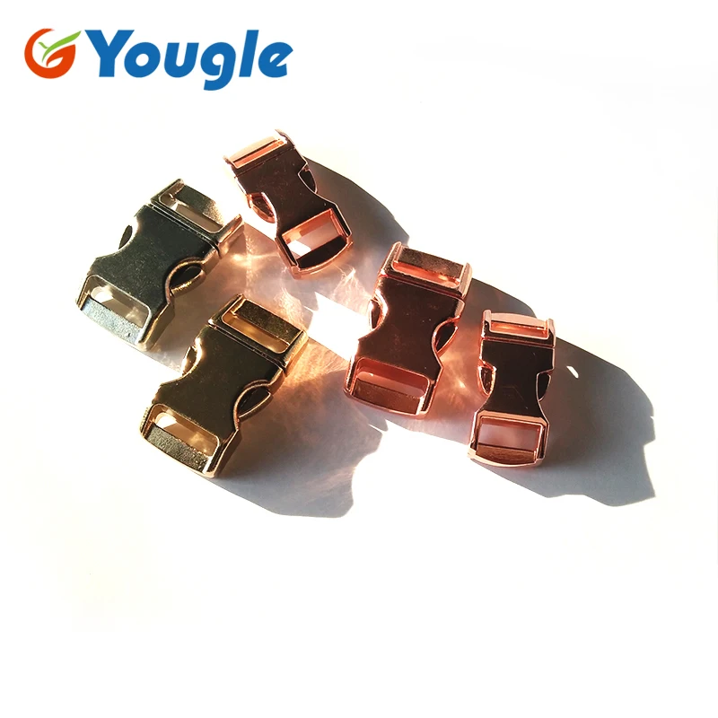 

YOUGLE 5 Pcs/Lot Metal Curved 41mm 38mm Hanging Buckles Wedding Slot Quick Side Release Buckle Paracord Bracelet Dog Collar Bag