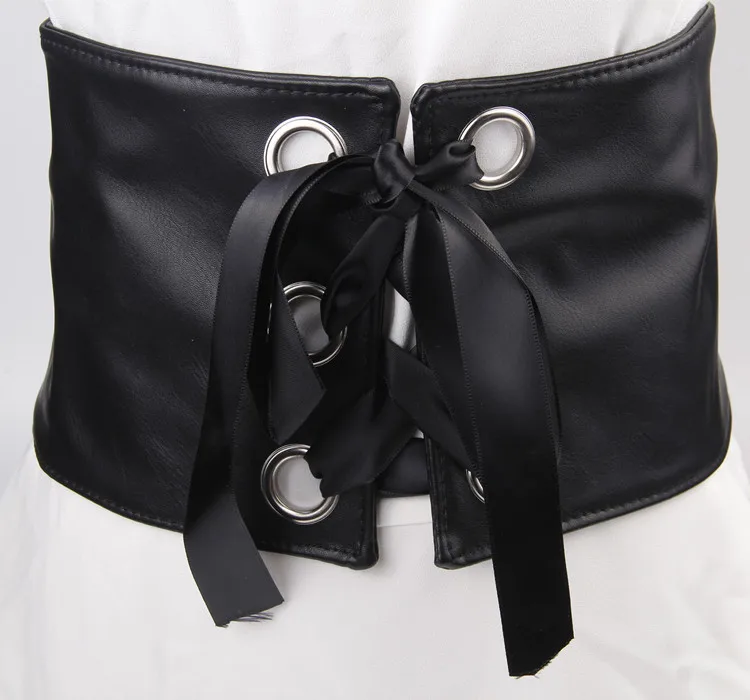 

Wide Cummerbund Belts For Women Dress Apparel Lady Belt Waist Pu Leather Black Women's Belts & Cummerbunds Sliver circle bow