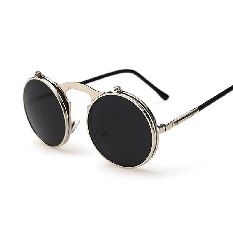 Винтажные мужские солнцезащитные очки в стиле стимпанк, круглые женские солнцезащитные очки в стиле стимпанк, Ретро стиль, женские мужские солнцезащитные очки в стиле ретро, солнцезащитные очки для мужчин - Цвет линз: STEAMPUNK 3057 C2