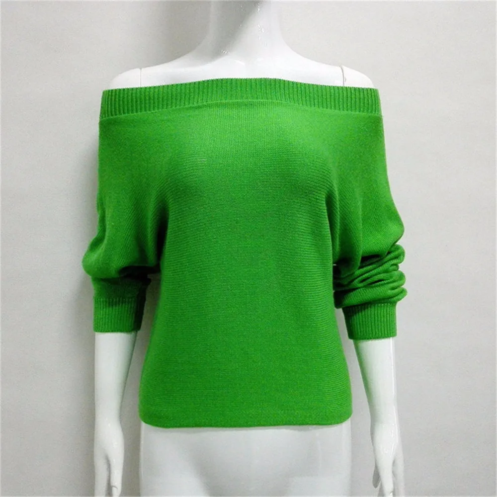Off Shoulder Knitted Sweater Women Casual Long Sleeve Baggy Jumpers Tops Cotton Knitting Pullovers Off Shoulder Knitted Sweater Women Casual Long Sleeve Baggy Jumpers Tops Cotton Knitting Pullovers