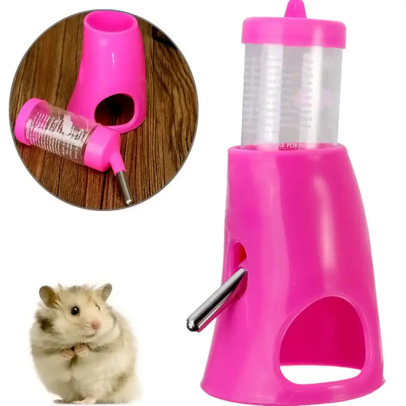 2 in 1 Hamster Water Bottle Holder Dispenser With Base Hut Small Animal
