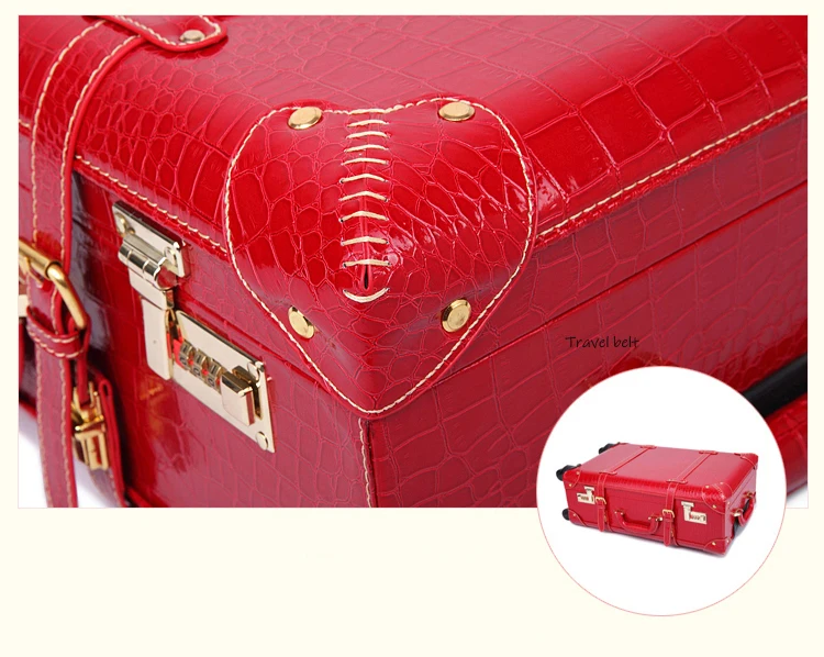 Chupermore Ретро Красный из искусственной кожи Rolling багажные наборы Spinner Для женщин свадебный Чемодан Колеса Кабина пароль дорожные сумки на колесах