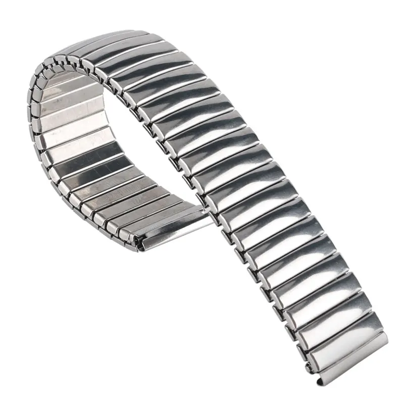 18 мм серебро Нержавеющая сталь эластичный ремешок для часов модный браслет наручные часы ремешок Замена мужские женские+ 2 Пружинные полосы