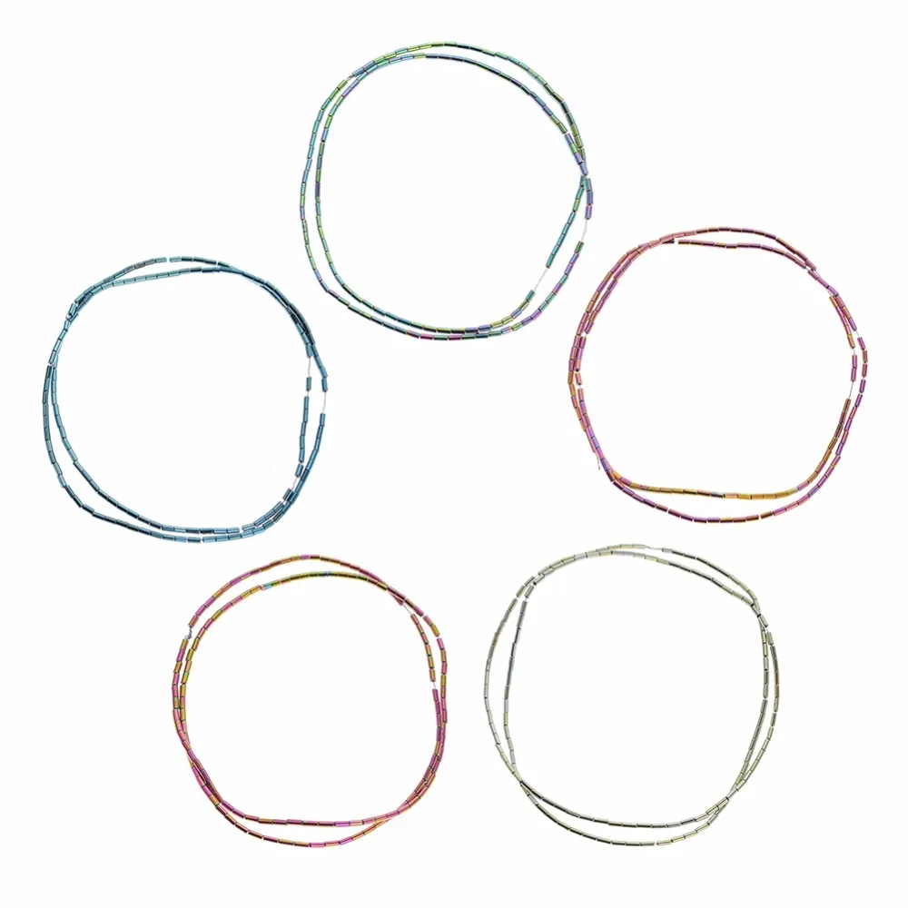 

Natural Stone Hematite Beads Bright Round tube shape Plated Loose beads 3mm for DIY Necklace Bracelet Jewelry Making Accessories