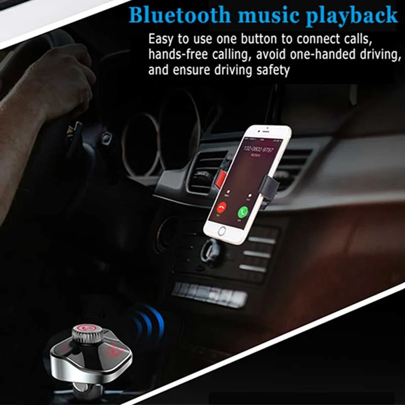 VicTsing Wireless Bluetooth Car FM Transmitter Mp3 Player 5V 3.1A Car Hands-free Dual USB Touch Screen Red Screen Car MP3 Kit    (14)