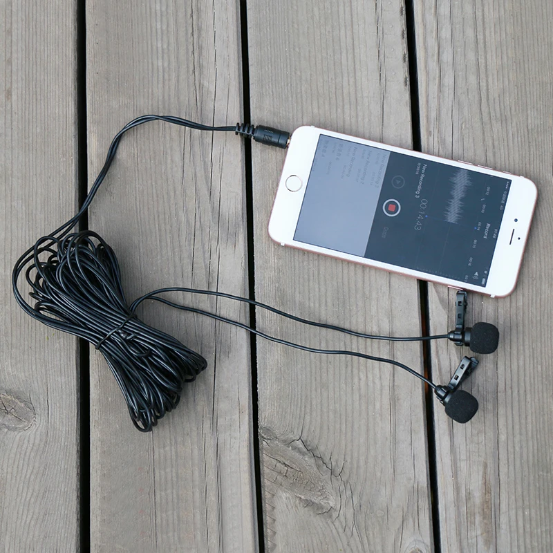 Ulanzi AriMic 6 м двухголовый петличный нагрудный клип-на микрофон для лекций или интервью для смартфона мобильного телефона и планшетов
