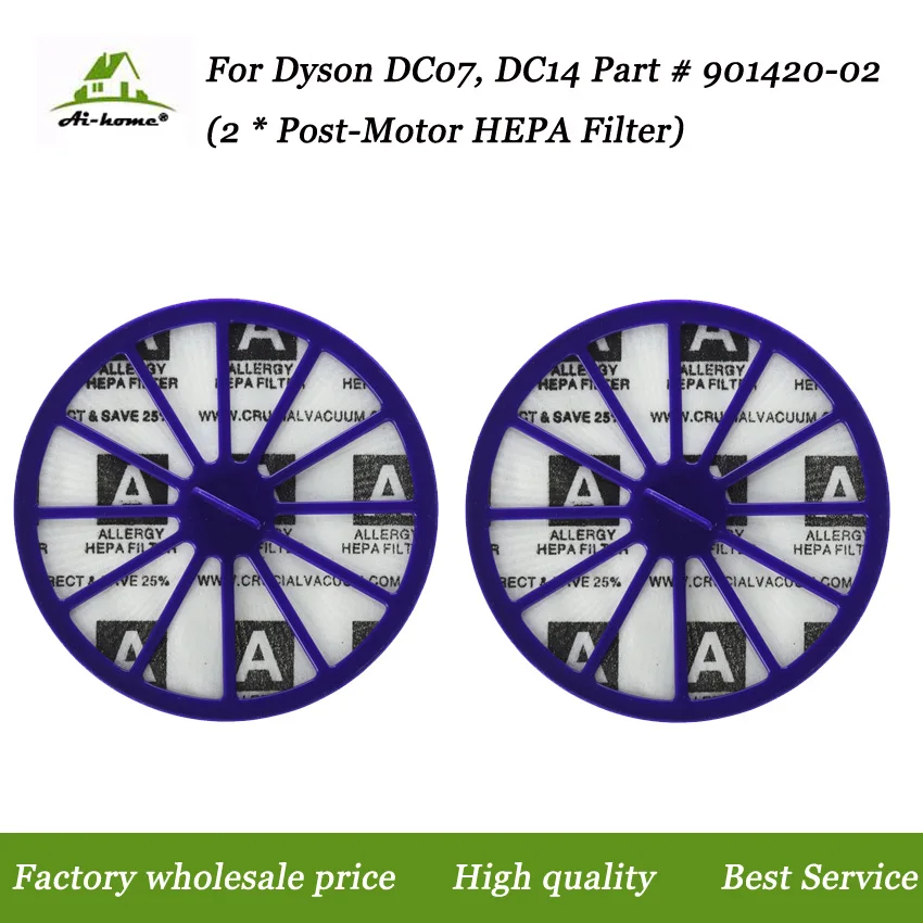 2 x For Dyson DC07, DC14 Purple Post-Motor HEPA Filter Replaces for Dyson DC-07 DC-14 Vacuum Part # 901420-02,90142002 Accessory