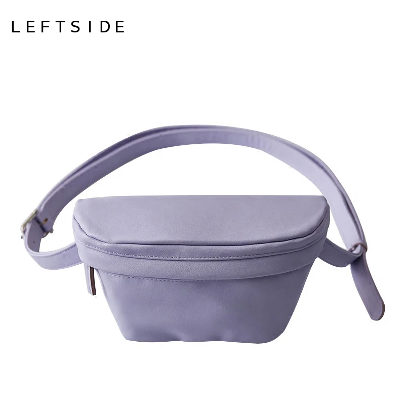 

LEFTSIDE Korean Style Canvas Women Fanny Waist Pack Female Small Fanny Bag Girls Chest Belt Bags Money Phone Travel Bags White