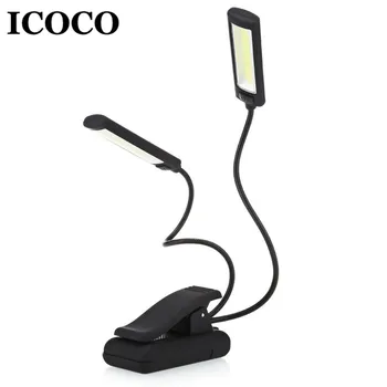 

ICOCO Portable USB Battery Clip On Reading LED Lamp 6W COB Flexible Arm Starnd Lamp for Laptop Netebook Ebook Drop Ship Hot Sale