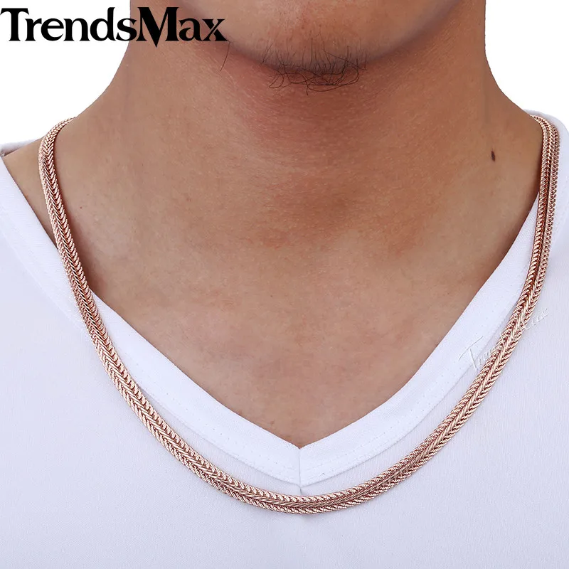 Trendsmax 585 золотое ожерелье для мужчин, цепочка со змеиным звеном, мужские Модные ювелирные изделия 6 мм GNM29