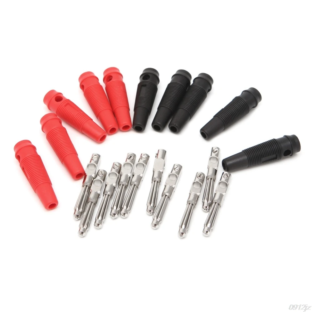 

5 Pair/10 Pcs 4mm 32A Solderless Side Stackable Banana Plug Copper Connectors Terminals New Drop ship LS'D Tool qiang