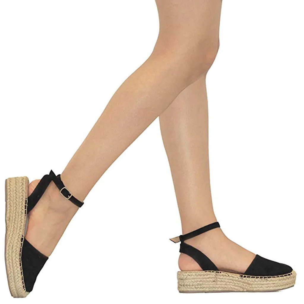 

YOUYEDIAN Women Shoes 2019 Rome Round Toe Women's Fashion Casual Thick-Bottom Buckle Strap Wedges Sandals Platforms Shoes #G3