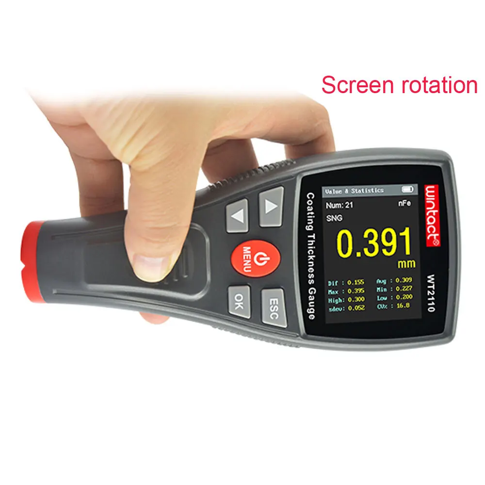 

Car paint Thickness Gauge Digital Meter WT2110 0-1500um Screen Rotation HD Color-screen Film Coating