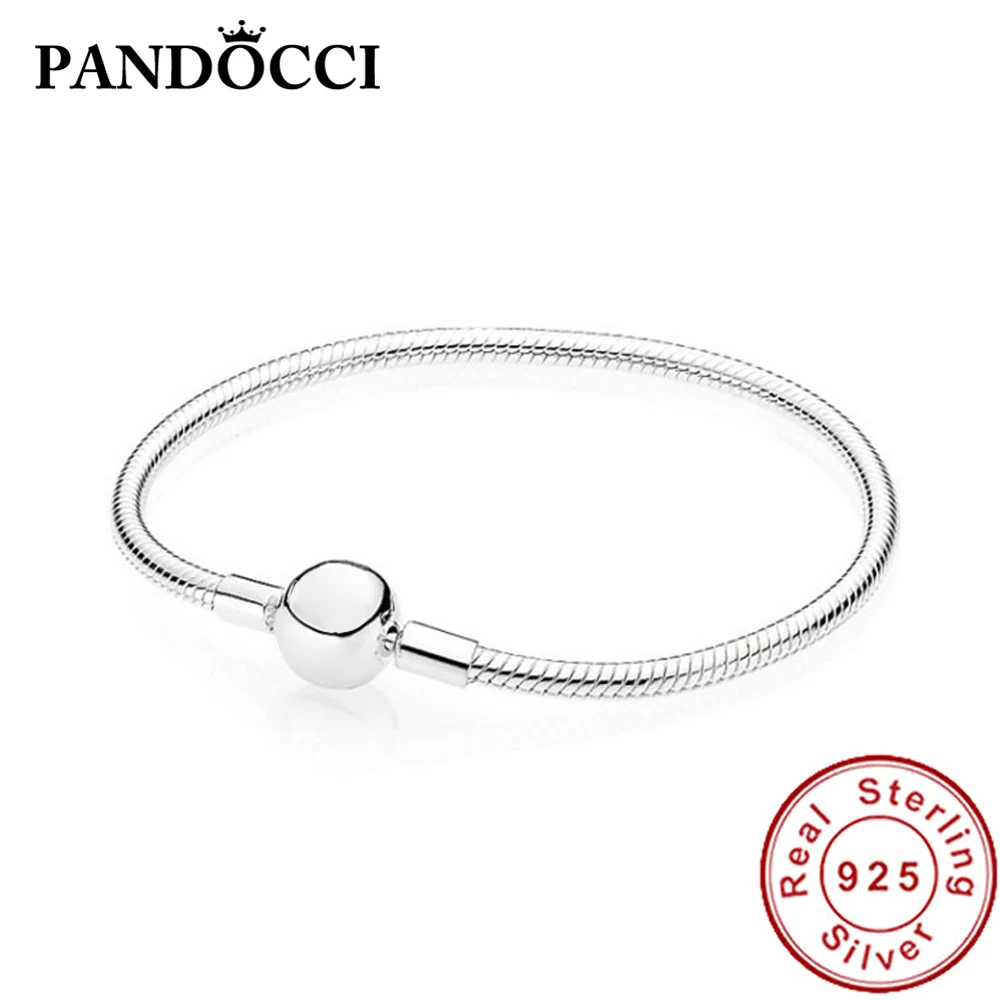 

PANDOCCI 100% 925 Sterling Silver 1:1 Original 590728 MOMENTS SMOOTH CLASP BRACELET Eternal Charming Women's Jewelry Gifts