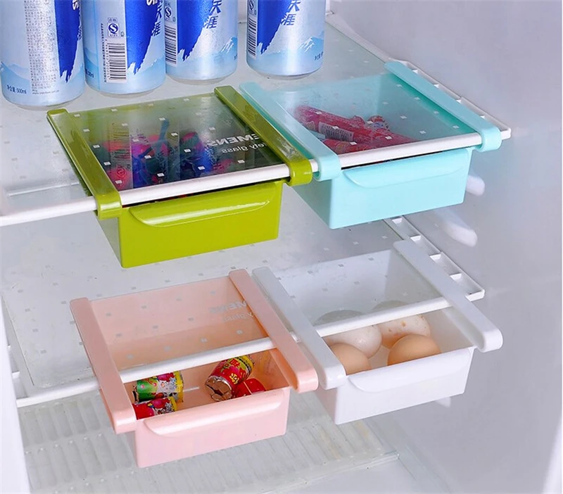 4 Color Eco-Friendly Multifunction Kitchen Storage Rack Fridge Freezer Shelf Holder Pull-out Drawer Organiser Space saver