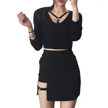Womens Summer Cotton Sexy Mini Pencil Skirt High Waisted Hollow Out Asymmetric Solid Color Metal Ring Decor Package Hip Cocktail high waisted metal embellished chiffon skirt