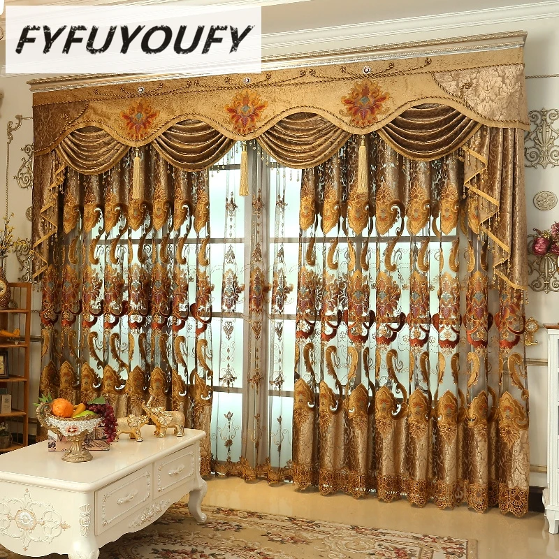 FYFUYOUFY Роскошные затемняющие шторы для гостиной с цветочной вышивкой спальни окна