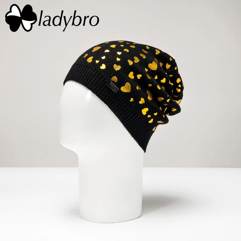 Женская шерстяная Шапка-бини Ladybro, женские головные уборы Skullies Beanies, зимние шапки для девочек, лыжная шапка, повседневная женская теплая вязаная шапка, модная - Цвет: 22801