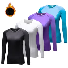 Добавить шерсть зимняя одежда для йоги рубашка Топ Женская эластичная быстросохнущая Спортивная футболка женская Беговая футболка одежда для йоги Тренажерный зал