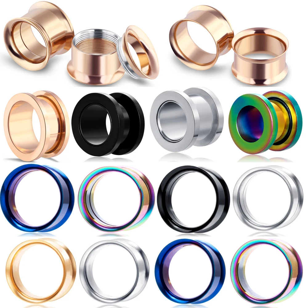 

JUNLOWPY Stainless Steel Ear Expander Plugs Stretcher Earring Plug Gauges Flesh Tunnel Eyelet Body Piercing Jewelry 2pcs 2-20mm