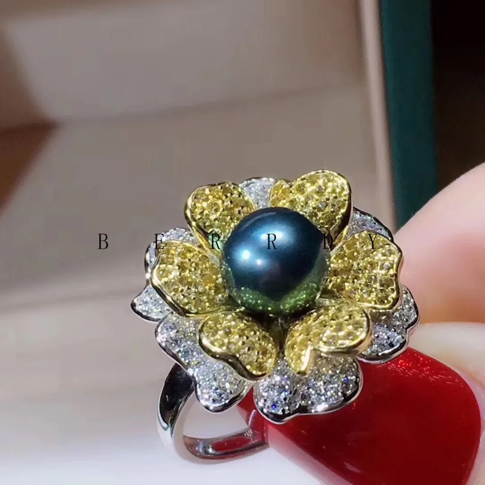 Великолепный цветок 925 Серебряное кольцо-держатель набор регулируемые результаты компонент ювелирных изделий Аксессуары для фурнитуры для камня