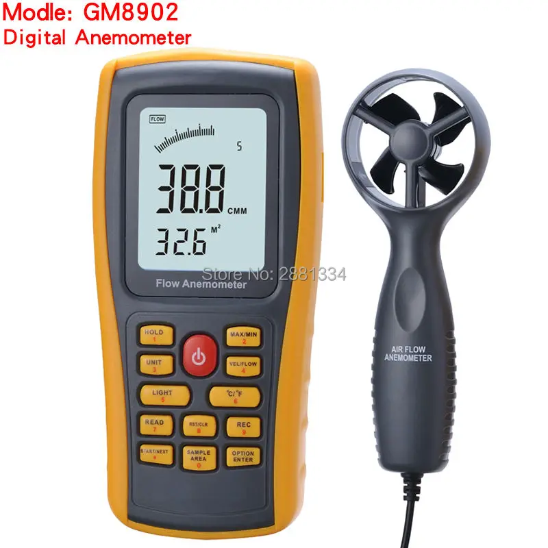 

Digital LCD Anemometer Tachometer With USB Wind Speed Measurement GM8902 Air Flow Tester Air Temperature Meter