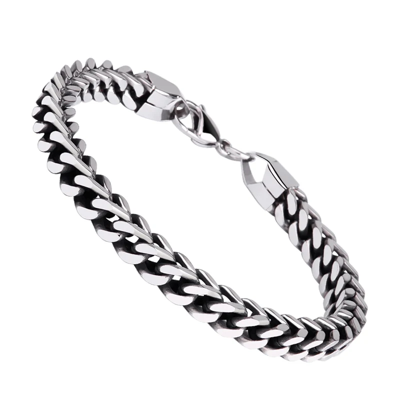 

Free Shipping 6mm Thickenss Classic 316L Stainless Steel Chain Bracelet Man's Heavy Metal Puck Bangles 20cm