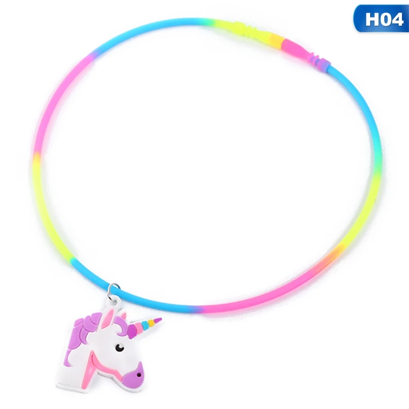 Rainbow Unicorn Pendant Rubber Necklaces Accessories -Unicorn Fashion HTB1JcGgXvvsK1Rjy0Fiq6zwtXXal