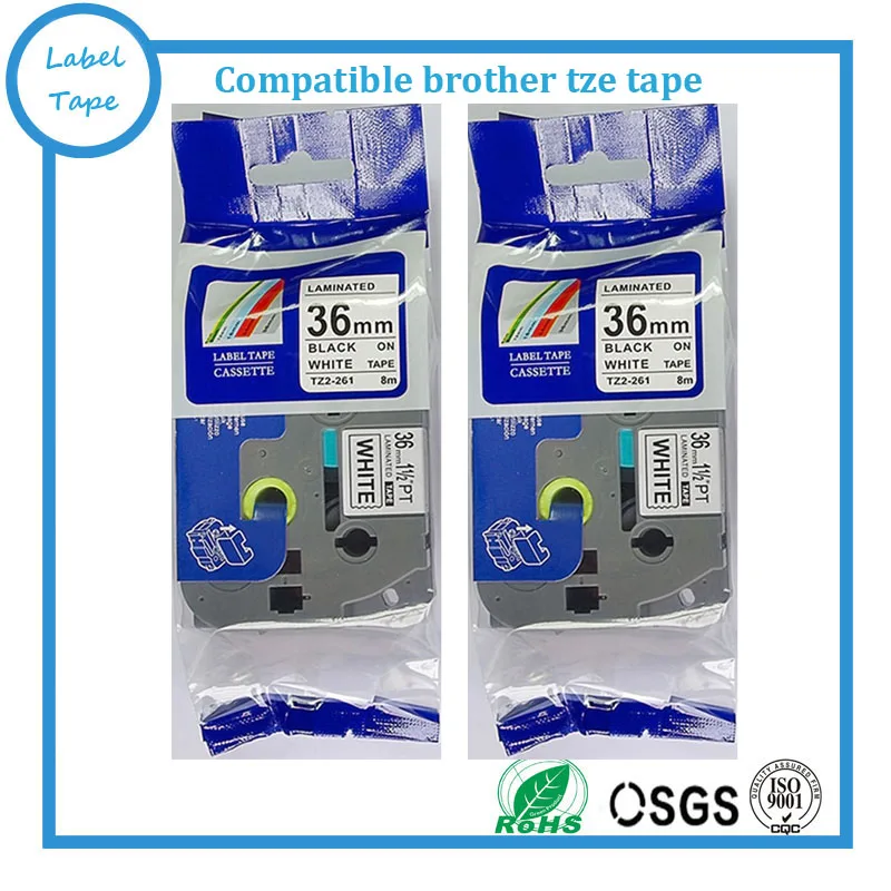 

3pk/lot 18mm/24mm/36mm TZe laminated label tape Black on White for Brother P-touch label machine TZE-241 TZE-251 TZE-261