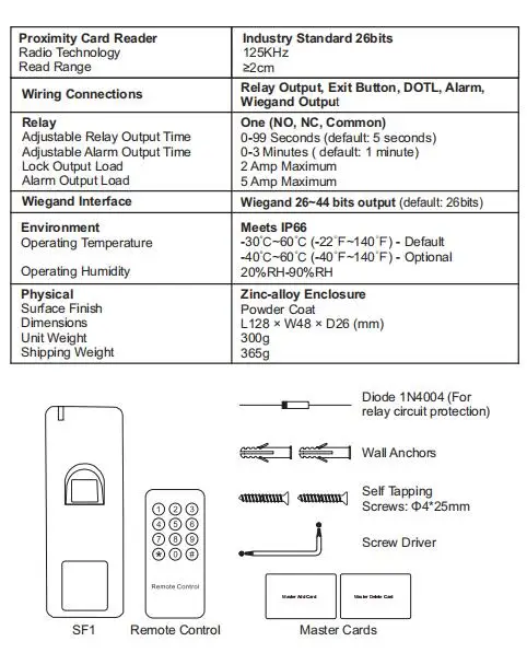 LPSECURITY водонепроницаемый Автономный контроль доступа по отпечаткам пальцев Лер RFID EM считыватель дистанционного управления 500 Емкость отпечатков пальцев