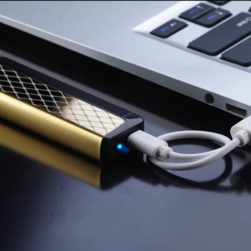 Портативный мини электронная USB Зажигалка двойной дуги цилиндр можно положить в коробку сигарет ветрозащитный аккумуляторная зажигалка