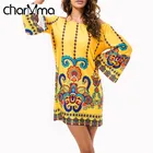 Save 5.22 on charMma 2017 Spring New Bohemian Sheath Bodycon Dress Ethnic Off The Shoulder Tropical Printed Beach Vestido Femme Mini Robe 3XL