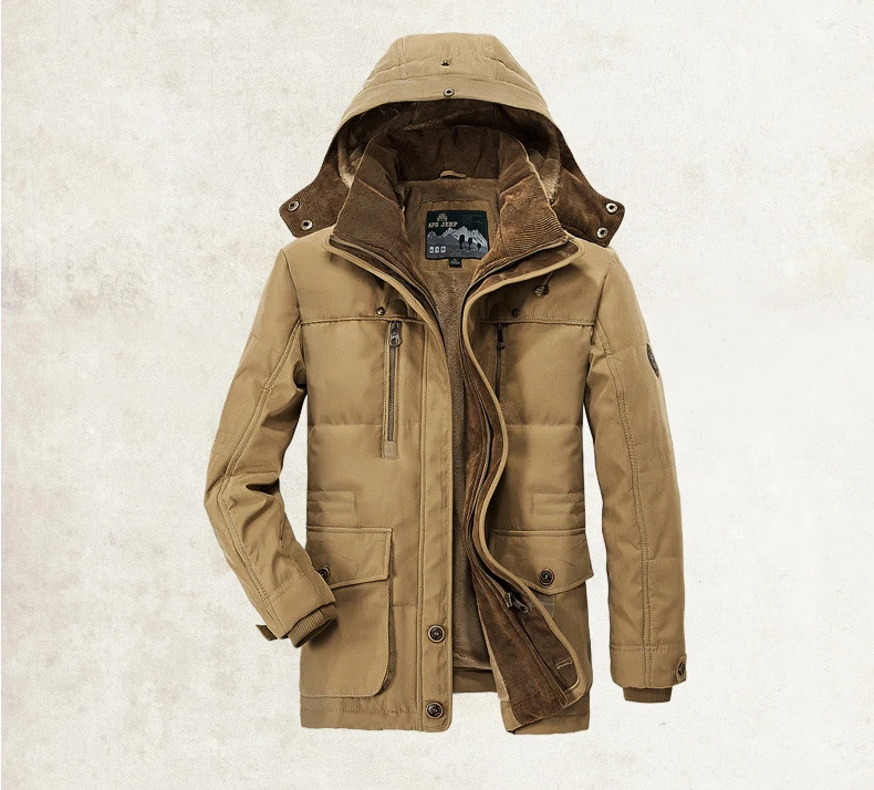 AFS JEEP, брендовая зимняя куртка, Мужская, толстая, теплая, парка, пальто с капюшоном, воротник, съемная шапка, шерстяная подкладка, мужские зимние парки, пальто для мужчин