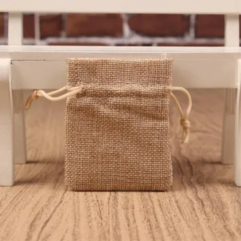 

small Plain linen jute Burlap Drawstring Bags soap rings Earrings Brooch jewelry Wedding Favor gift package pouches 7*9cm 50pcs